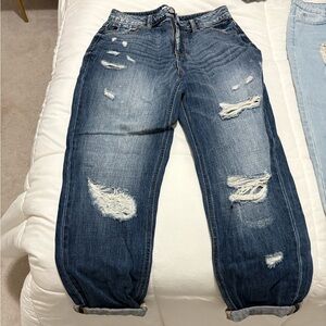 Vici Dark Blue Distressed Boyfriend Jeans